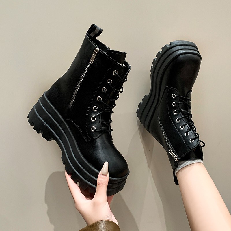 Sock Boot Women - Fall/Winter New Side Zip Platform Single