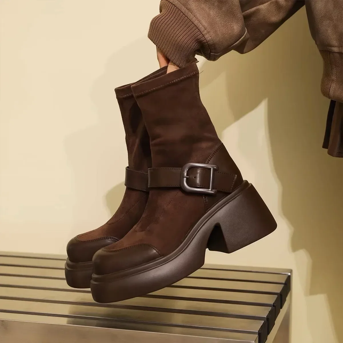 Sock Boot Women - 2024 Brown Long Boots Women Platform