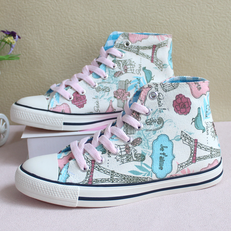 Women'S Shoes Hands Free - Cartoon Hand-painted New High Top Canvas