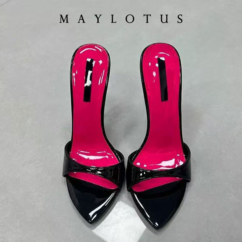 Women Shoes Ysl - Size 35-46 Patchwork Stiletto Heel Slippers