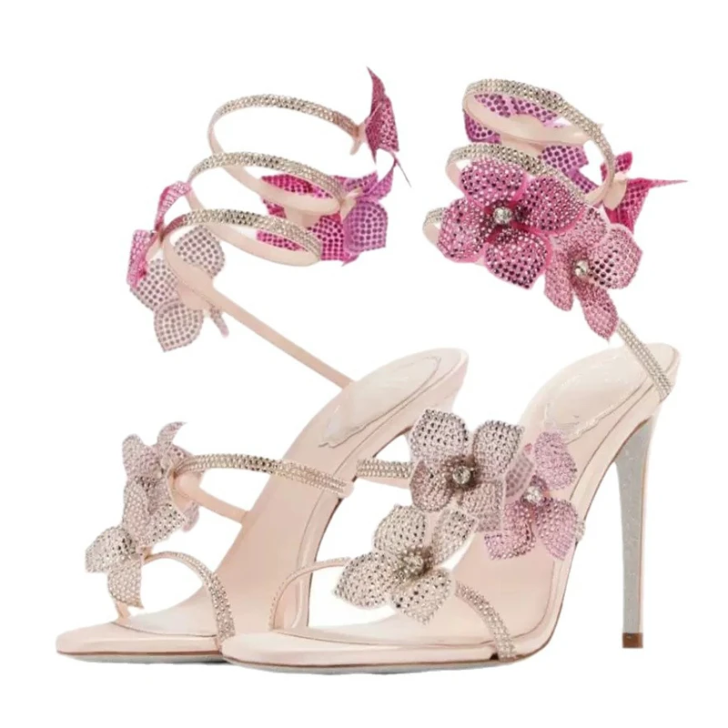 Gladiator Sandal Women - Eilyken Sexy CRYSTAL Flower Thin High