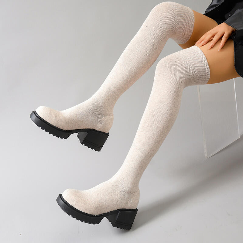 Sock Boot Women - Chunky Platform Over The Knee Boots