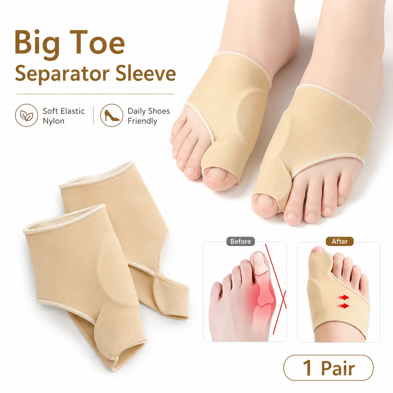 Women'S Shoes For Bunions - Big Toe Separator Sleeve Bunion Protector