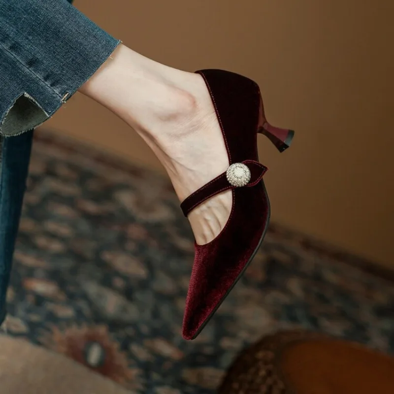 Wine Red Pointed Toe Mary Jane - Slingback Pumps Women review and price