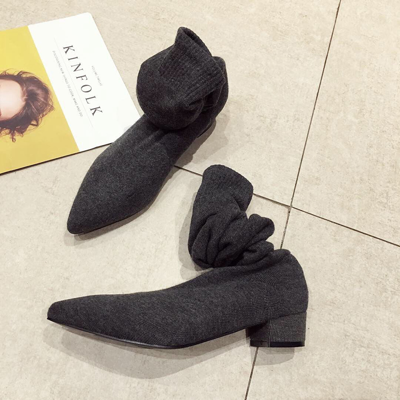 Black Low Heel Shoes Woman Str - Sock Boot Women review and price