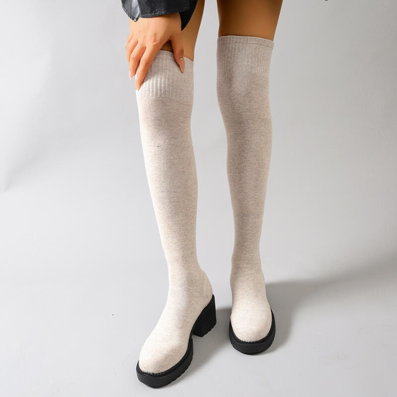 Chunky Platform Over The Knee  - Sock Boot Women review and price