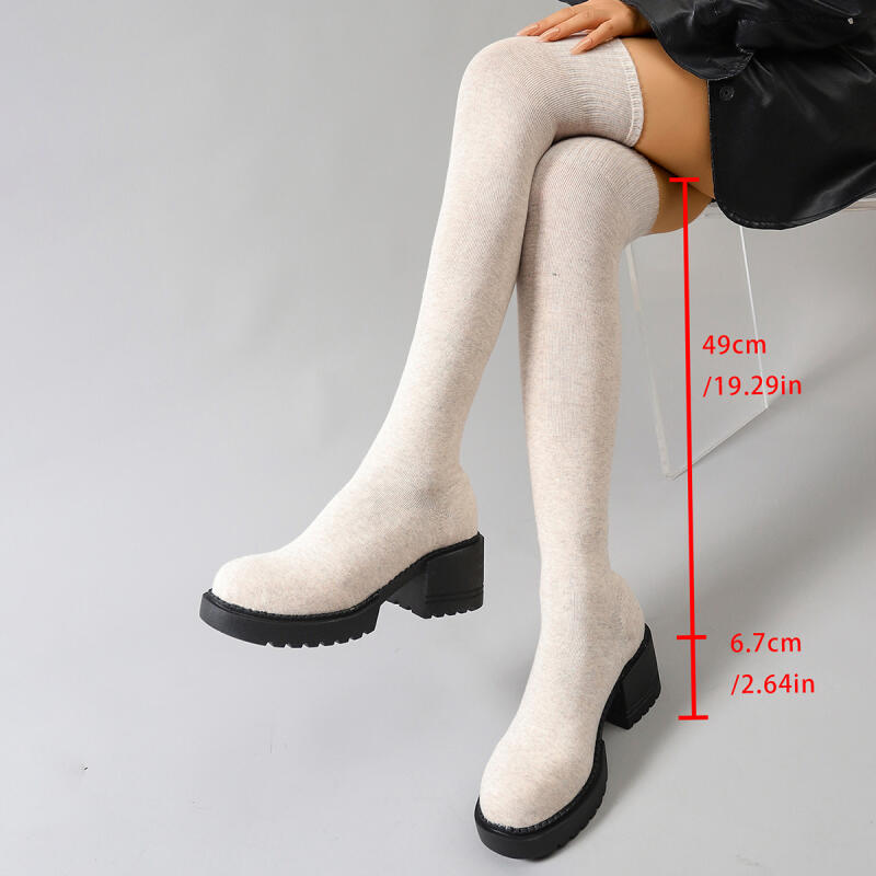 Chunky Platform Over The Knee  - Sock Boot Women review and price
