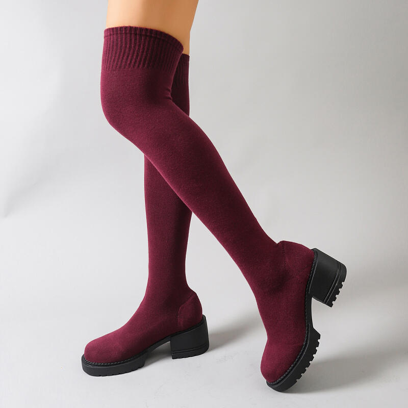 Chunky Platform Over The Knee  - Sock Boot Women review and price