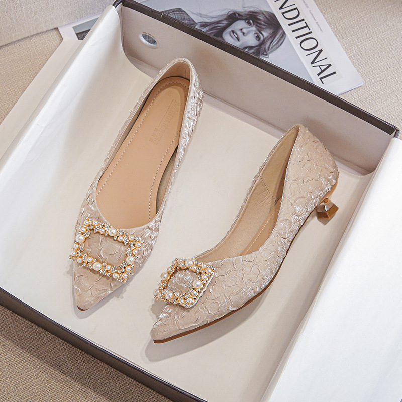 Ivory Textured Satin Pointed T - Women'S Shoes For Work review and price